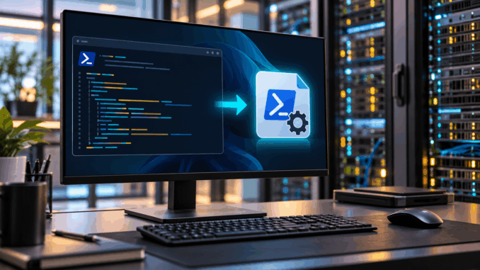 PowerShell script being packaged as a Windows executable on an IT workstation